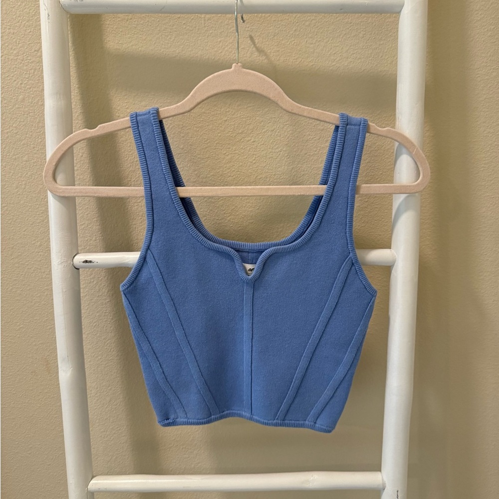 NWT Aerie Blue Ribbed Knit Crop Top